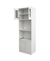 Kings Brand Furniture Danbury Tall Kitchen Pantry, Microwave Storage Cabinet, White