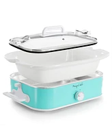 MegaChef 3.5 Quart Casserole Slow Cooker with 3 Temperature Settings in Turquoise