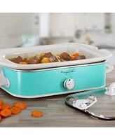 Megachef 3.5 Quart Casserole Slow Cooker with 3 Temperature Settings in Turquoise