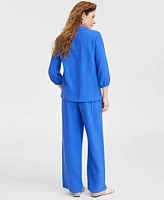 Jm Collection Womens Cotton Embellished Top Wide Leg Gauze Pants Exclusively At Macys