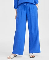 Jm Collection Women's Wide Leg Cotton Gauze Pants, Created for Macy's