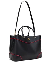 Lauren Ralph Two-Tone Leather Large Marcy Satchel