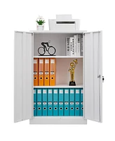 Slickblue Metal Storage Cabinet with Locking Doors and Adjustable Shelf – Folding Filing Locker for Home, Office, School, Garage
