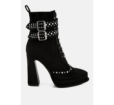 London Rag Punk Nomad Harness Detail Lace Up Boots