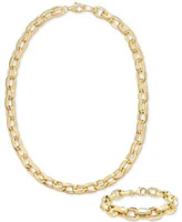 Polished Rolo Link Bracelet Necklace Collection In 14k Gold Over Sterling Silver