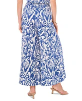 Vince Camuto Women's Printed Smocked-Waist Wide-Leg Pants