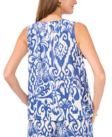 Vince Camuto Women's Printed V-Neck Tie-Strap Sleeveless Top