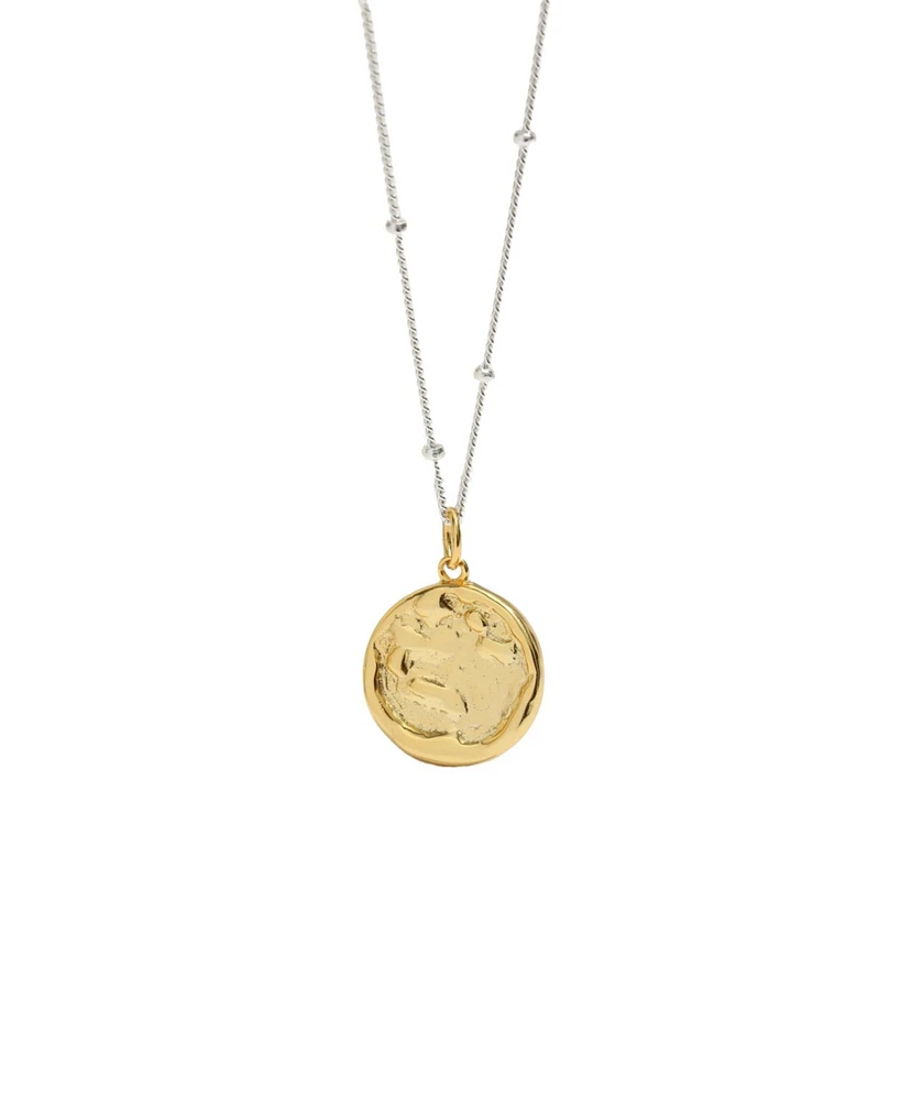 Classicharms Vermeil Molten Round Disc Pendant Necklace