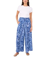 Vince Camuto Women's Printed Wide-Leg Drawstring Pants