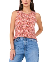 Vince Camuto Women's Printed Keyhole-Back Sleeveless Top