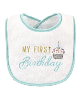 Hudson Baby Infant Unisex Cotton Terry Drooler Bibs with Fiber Filling 10pk, Holiday Birthday, One Size