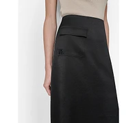 Dkny Women's Slit-Front Flap-Pocket Midi Satin Skirt