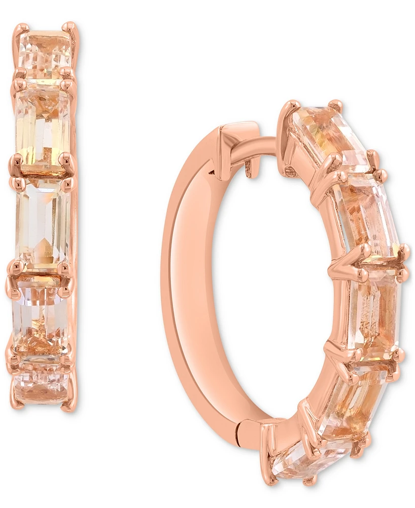 Effy Morganite Small Huggie Hoop Earrings (2-7/8 ct. t.w.) in 14k Rose Gold-Plated Sterling Silver, 0.87"