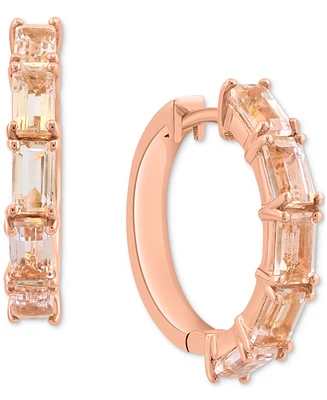 Effy Morganite Small Huggie Hoop Earrings (2-7/8 ct. t.w.) in 14k Rose Gold-Plated Sterling Silver, 0.87"