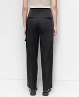 Dkny Women's Sateen Zip-Hem Straight-Leg Cargo Pants