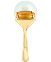 Effy Cultured Freshwater Pearl (13mm) & Citrine (2-7/8 ct. t.w.) Open Ring in 14k Yellow Gold