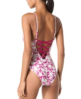 Michael Kors Women's Printed Strappy One-Piece Swimsuit