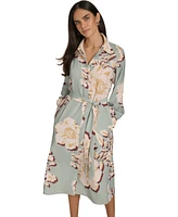 Calvin Klein Women's Printed Long-Sleeve A-Line Shirtdress