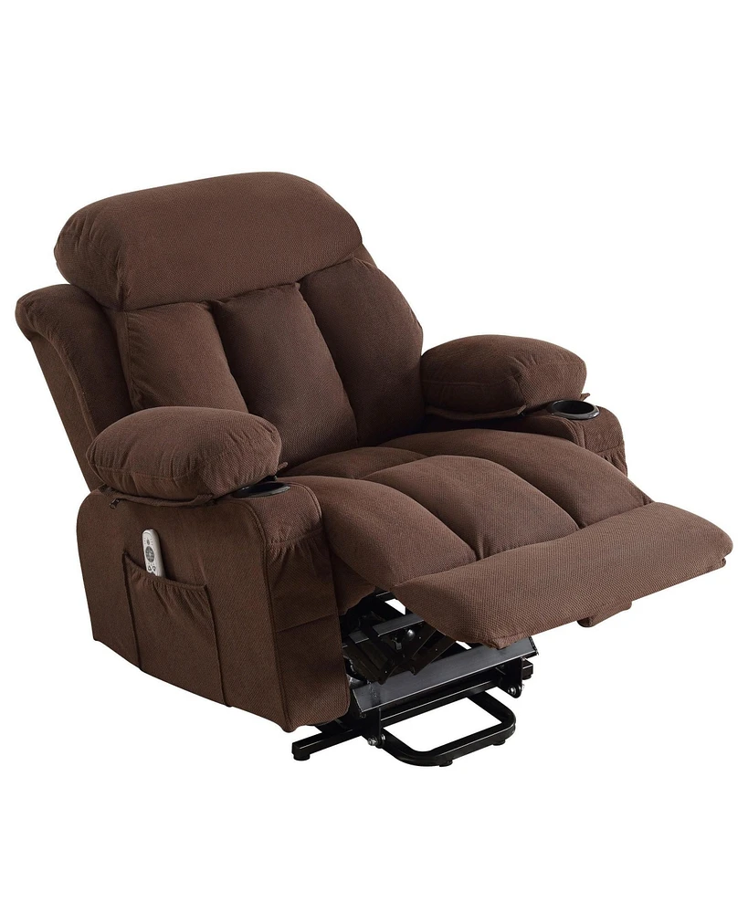 Boyel Living Power Lift Recliner Chair with Heat and Massage Electric Fabric Recliner Chair for Elderly