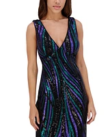 Siena Women's Sequin Stripe V-Neck Sheath Dress