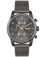 Hugo Boss Men's Skymaster Chronograph Gray Stainless Steel Mesh Bracelet Watch 44mm