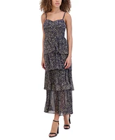 Siena Women's Lurex Tiered-Skirt Sweetheart Maxi Dress