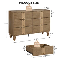 gaomon 6 Drawer Dresser With Deep Drawers For Bedroom
