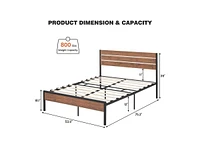 gaomon Full Size Bed Frame with Wooden Headboard and Footboard, Metal Platform Slats Heavy Duty Support, No Box Spring Needed, Under Bed Storage, Nois