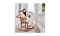 Slickblue Outdoor Wooden Frame Rocking Chair, Stylish Porch Rocker for Relaxation and Comfort
