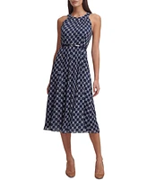 Tommy Hilfiger Petite Connect A Dot Chiffon Belted Midi Dress