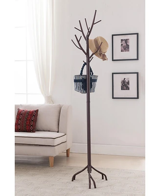 Kings Brand Furniture Metal Hall Tree Freestanding Coat & Hat Rack with Branches, Bronze