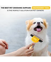 Precious Tails Pet Grooming Brush, Deshedding Tool for Cats and Dogs, Dematting Undercoat Rake, Dog Brush to Reduce Shedding