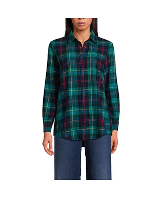 Lands' End Women's Tall Flannel Boyfriend Fit Long Sleeve Shirt