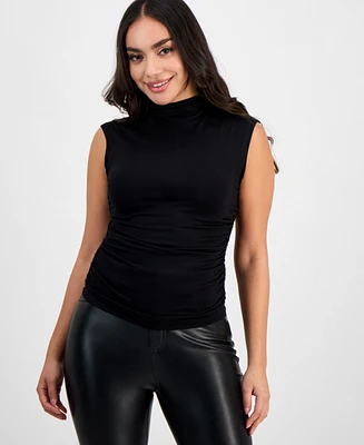 I.n.c. International Concepts Petite High-Neck Side-Ruched Top, Exclusively at Macy's