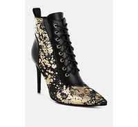 London Rag Fat Cat Abstract Pattern Lace-Up Ankle Boots