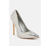 London Rag Super Fan Diamante Embellished Stiletto Pumps