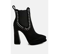 London Rag Dalton Studs Embellished High Ankle Boots