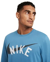 Nike Men's Dri-fit Long Sleeve Crewneck Logo Graphic Fitness T-Shirt