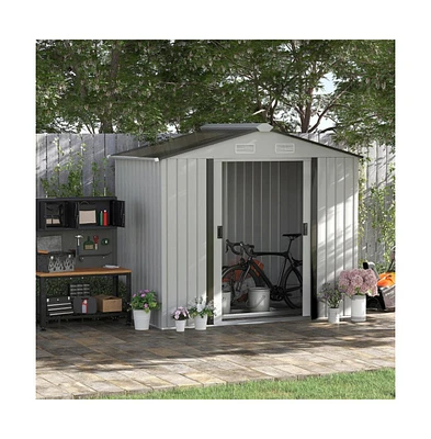 Slickblue Durable Steel Storage Shed for Garden Tools Outdoor Tool House Solution