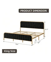 gaomon Full/King/Queen Size Velvet Platform Bed Frame, Heavy Duty Mattress Foundation With Wood Slats And No Box Spring Needed, Noise Free Design