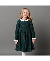 Hope & Henry Toddler Girls Organic Long Sleeve Peter Pan Collar Ruffle Cuff Party Dress