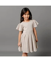 Hope & Henry Little Girls Short Sleeve Pleated Sweater Dress