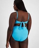 Salt Cove Plus Trendy Plus Size Ribbed Tie Back Bikini Toplette Bottoms Created For Macys