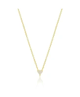 Etoielle Yellow Gold Tone Dainty Pave Elongated Heart Necklace