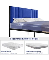 gaomon Full Bed Frame, Platform Bed Frame with Velvet Headboard, Heavy Duty Metal Bed Frame