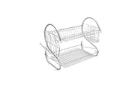 Slickblue Multifunctional S-Shaped Dual-Layer Dish Drainer Shelf for Bowls, Dishes, Chopsticks & Spoons