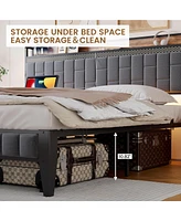 gaomon Bed Frame with Charging Station, Led Bed Frame with Storage Headboard