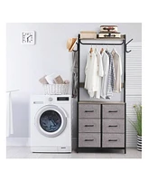gaomon Clothing Rack With 4/6 Drawers, Freestanding Closet Organizer, Clothes Stand Dresser With Steel Frame & Wooden Top