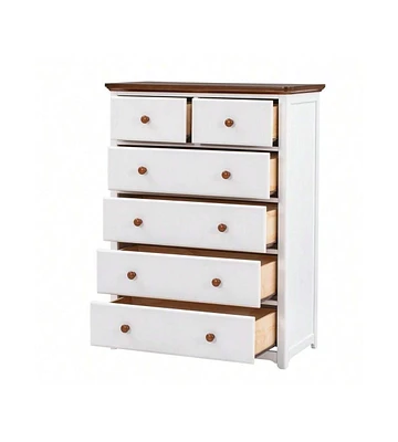gaomon Wooden Chest With 6 Drawers Wood Rustic Tall Chset Storage Cabinet Dressers Organizer For Bedroom Hallway Living Room