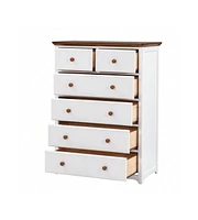 gaomon Wooden Chest With 6 Drawers Wood Rustic Tall Chset Storage Cabinet Dressers Organizer For Bedroom Hallway Living Room
